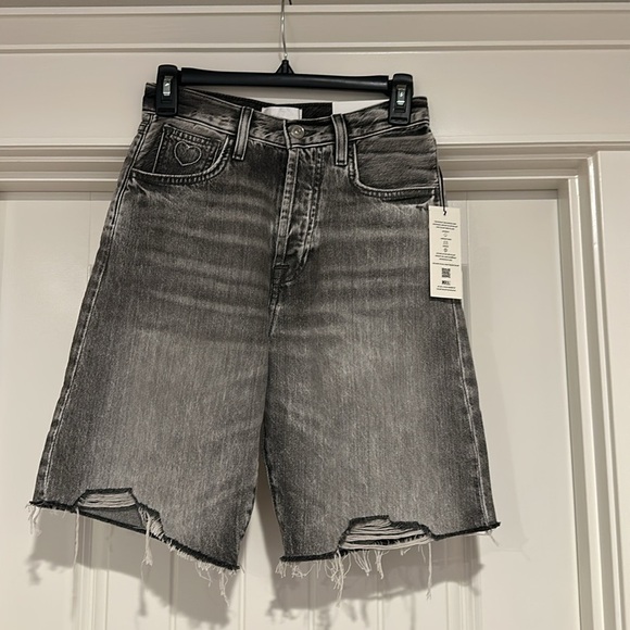 7 for all mankind Easy James Grey Short‎ Jean Denim Jeans Shorts size 24 NWT - Picture 3 of 7